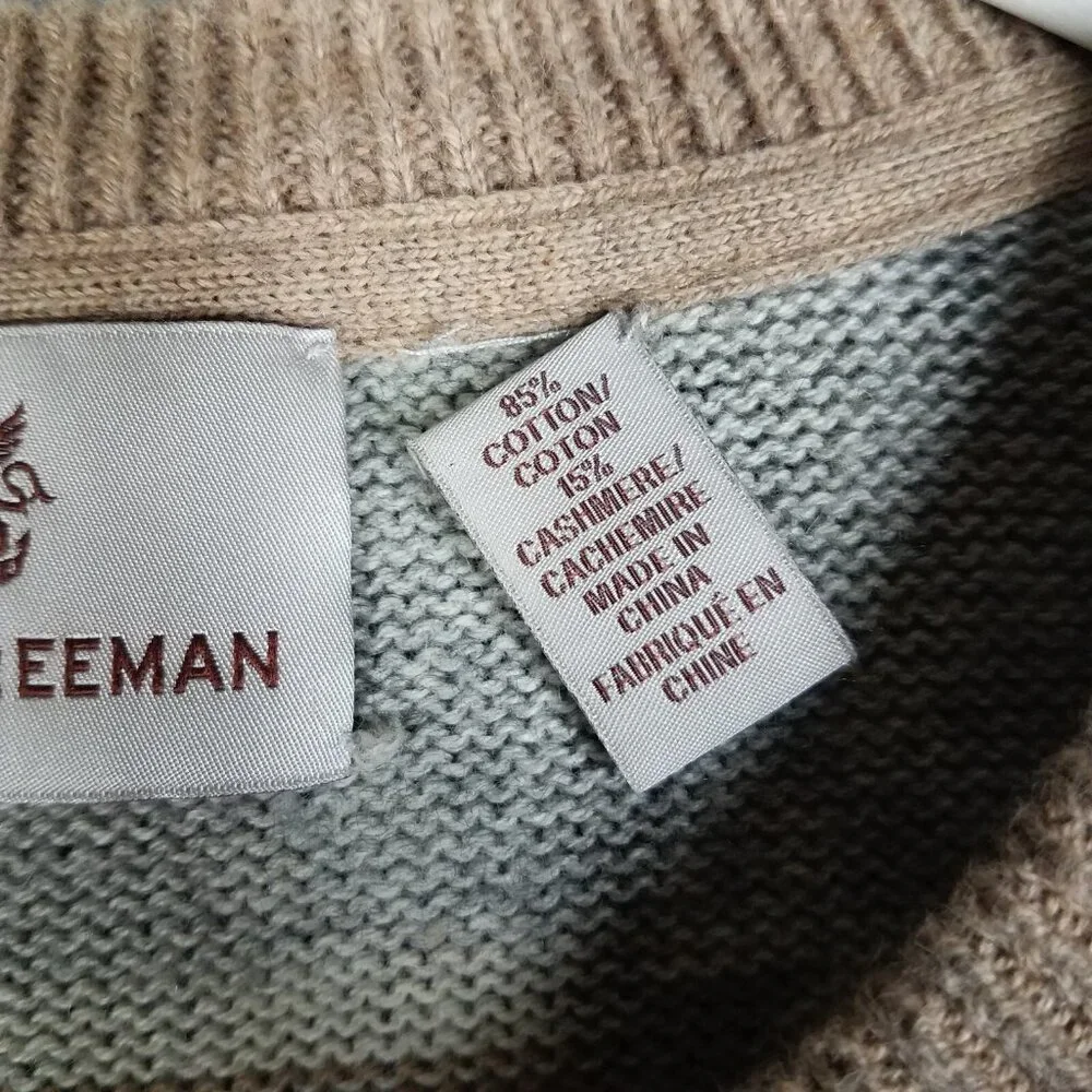 Hickey Freeman Sweater Adult XL Pullover Brown Striped Cotton Cashmere Blend Men